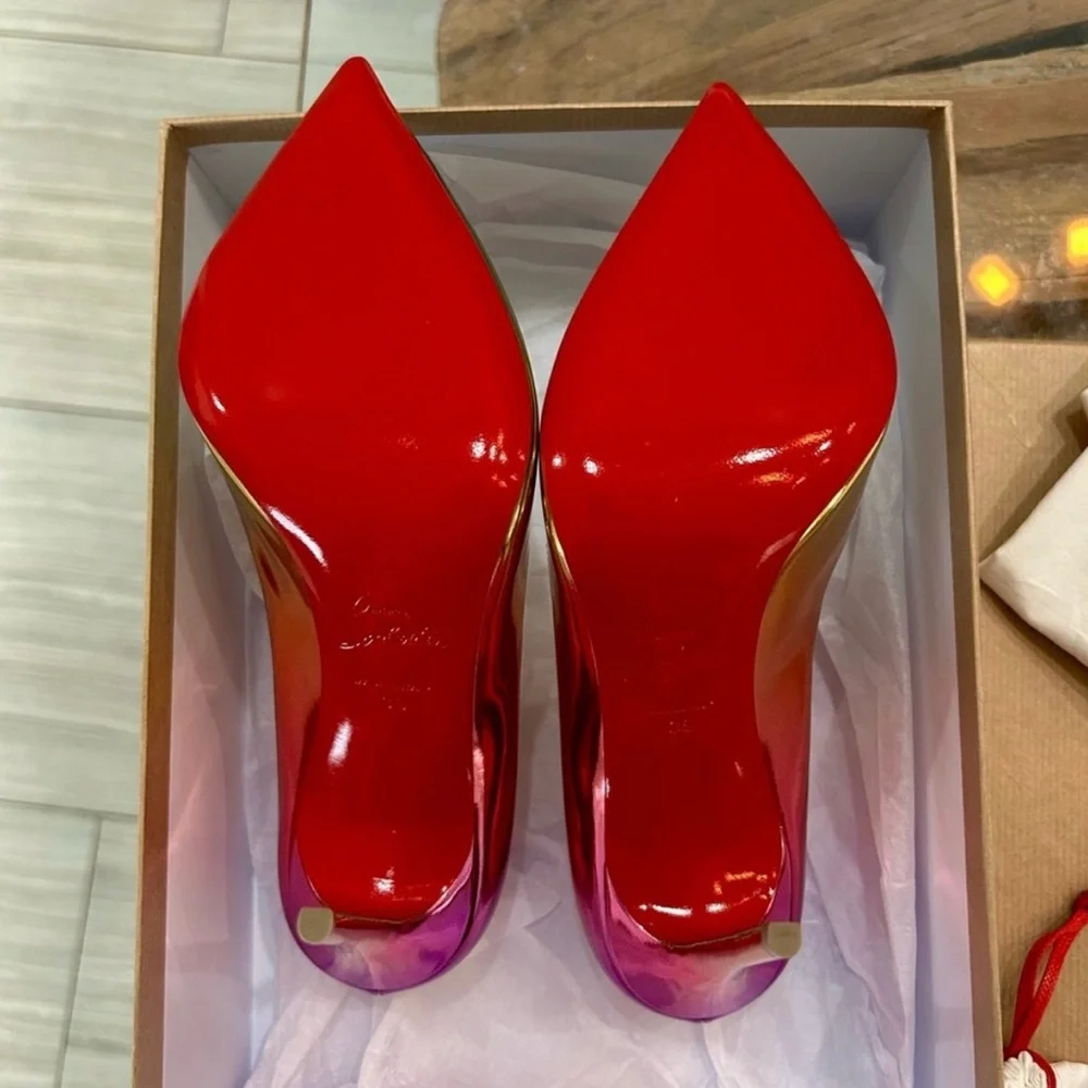 BRAND NEW Christian Louboutin Metallic Purple and Gold Heels - Picture 6 of 6